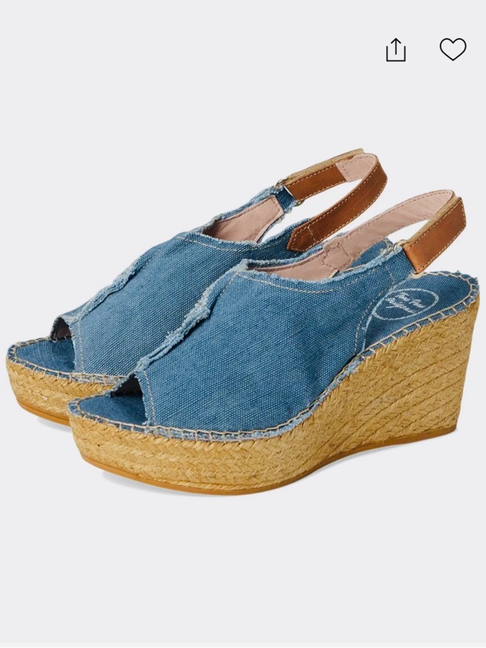 Denim Espadrille Wedge Slingback Sandals - Blue